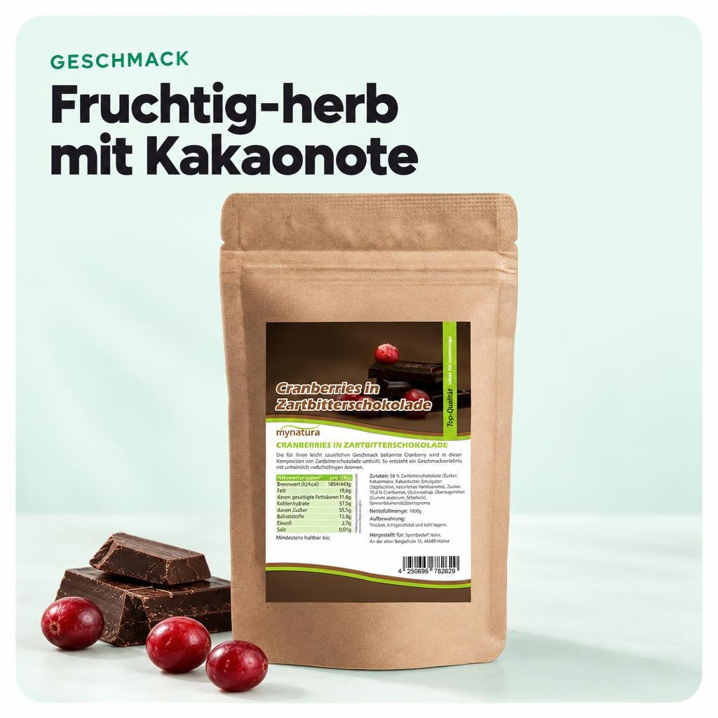 Mynatura Cranberries in Zartbitterschokolade – 1kg – Bild 4