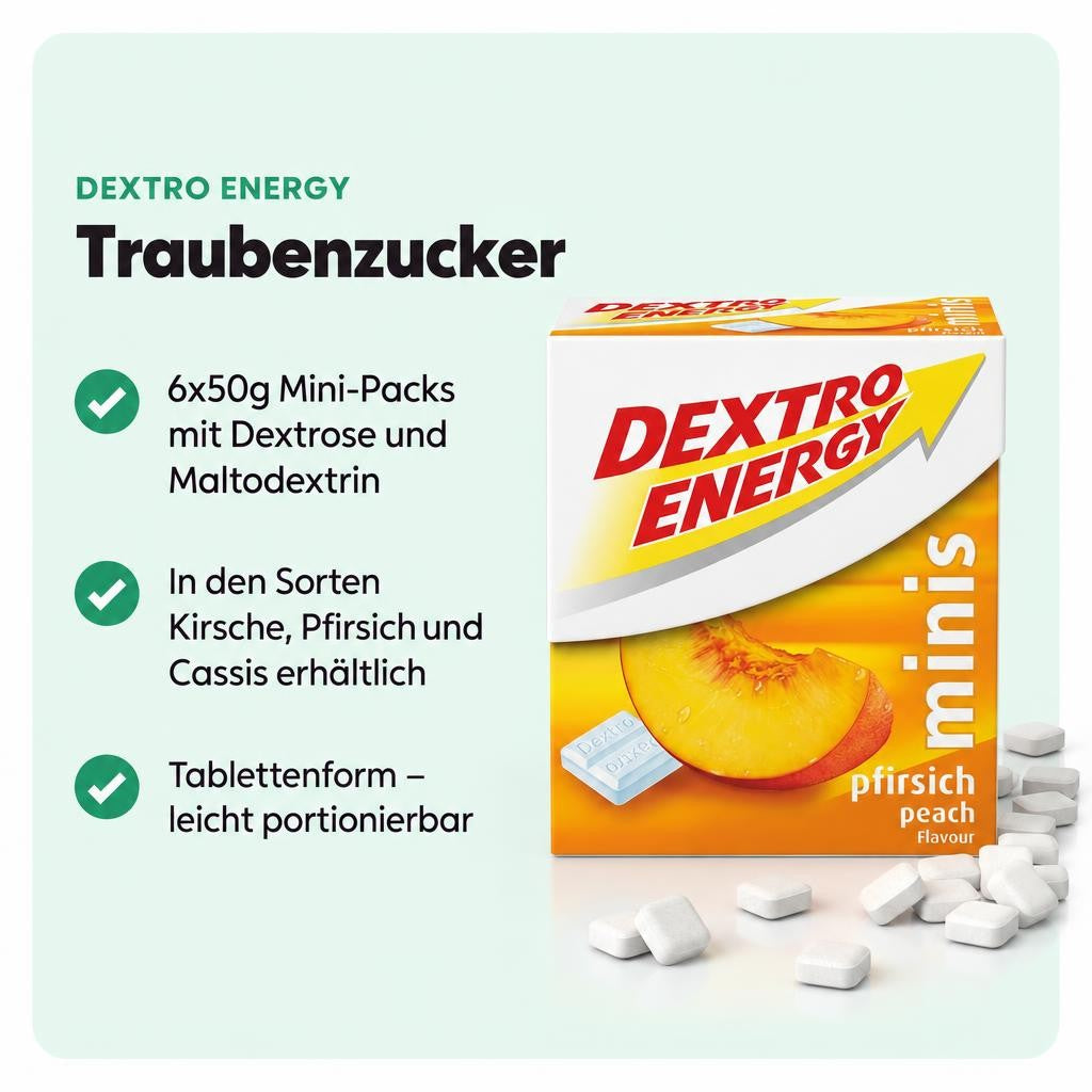 Praktische Traubenzucker-Minis in verschiedenen Geschmacksrichtungen.