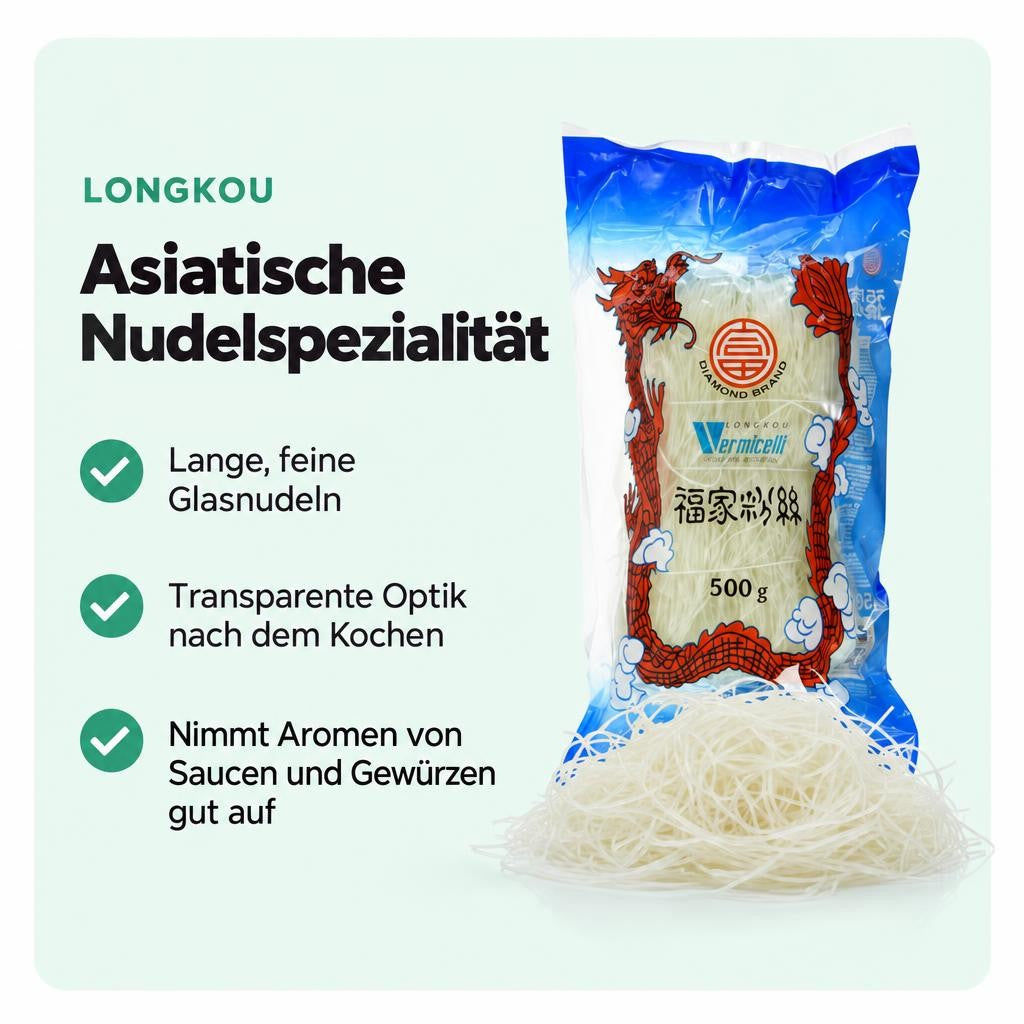 Diamond Glasnudeln, lang, Lungkou Vermicelli (6x500g) – Bild 2