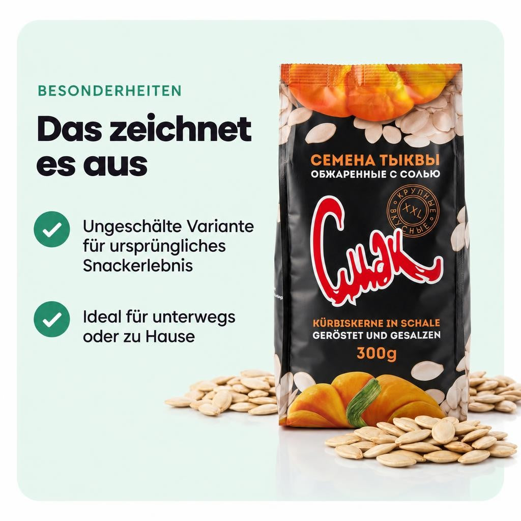 Dovgan Cmak Kürbiskerne ungeschält, geröstet und gesalzen, 300 g – Bild 5