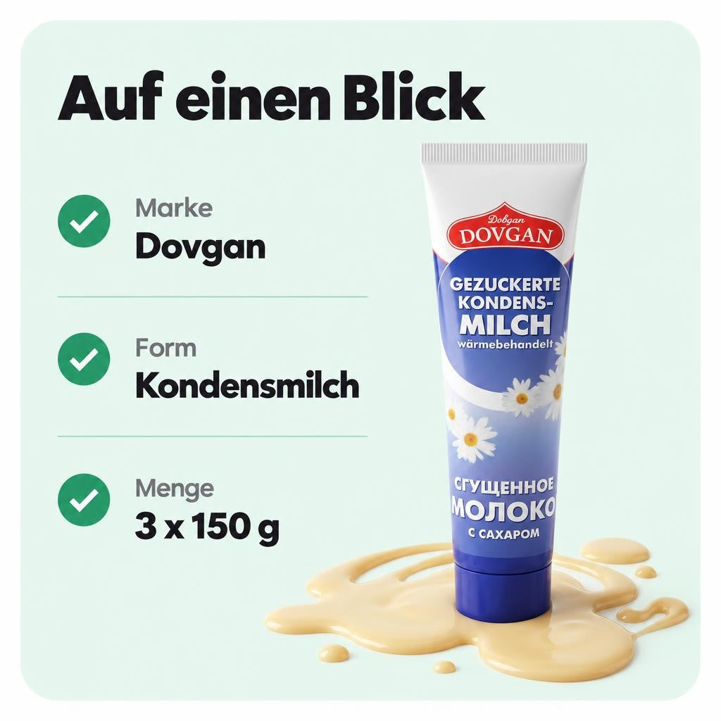 DOVGAN Gezuckerte Kondensmilch in Tube (3x150g) – Bild 3