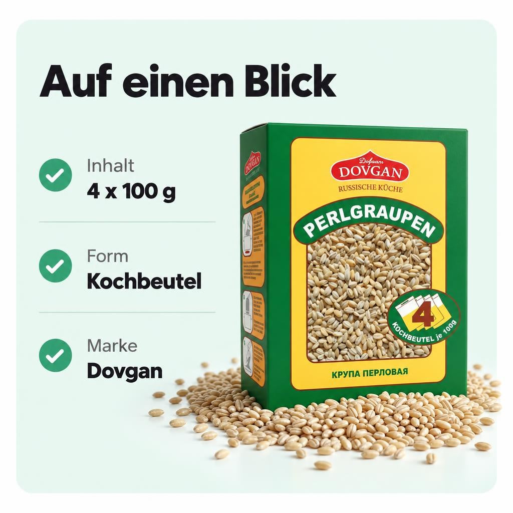 Dovgan Perlgraupen in Kochbeutel - portioniert - 4x100g pro Packung – Bild 3