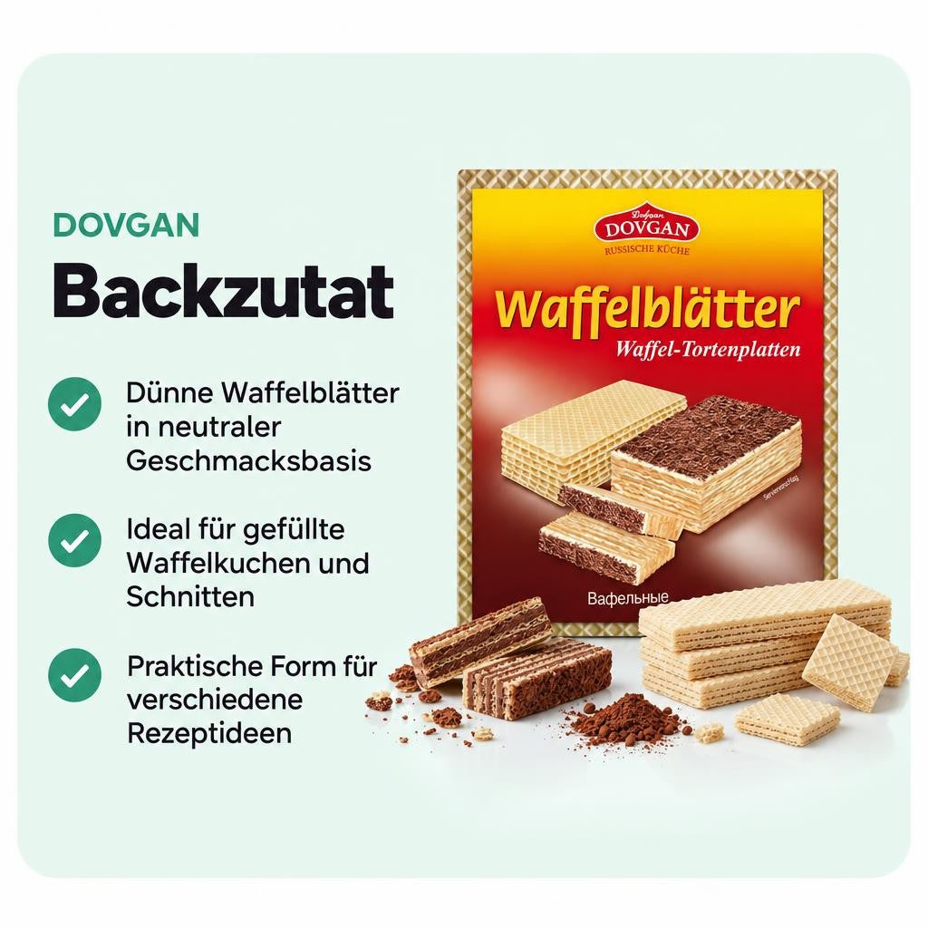 Knusprige Waffelblätter als Basis für Desserts und süße Kreationen.