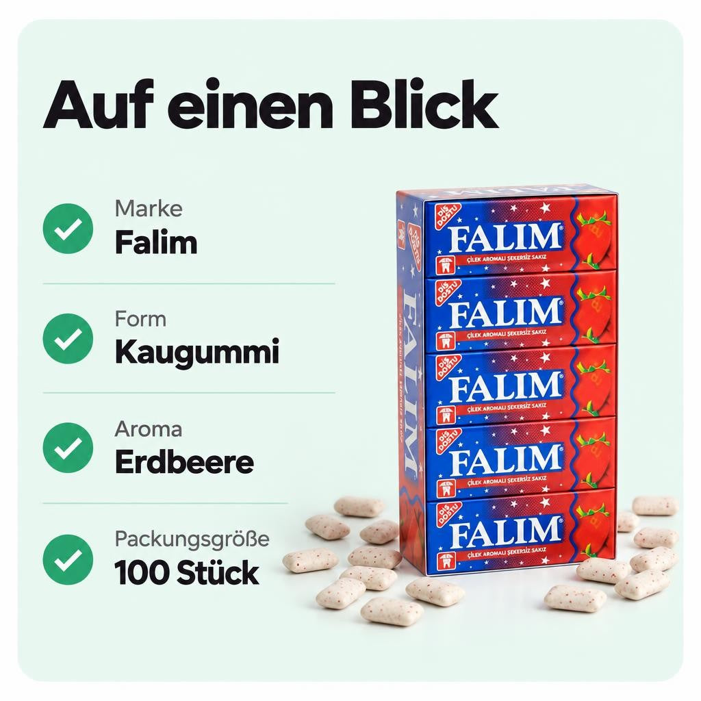 Kaugummi mit Erdbeeraroma in praktischer 100er Packung – zuckerfrei.