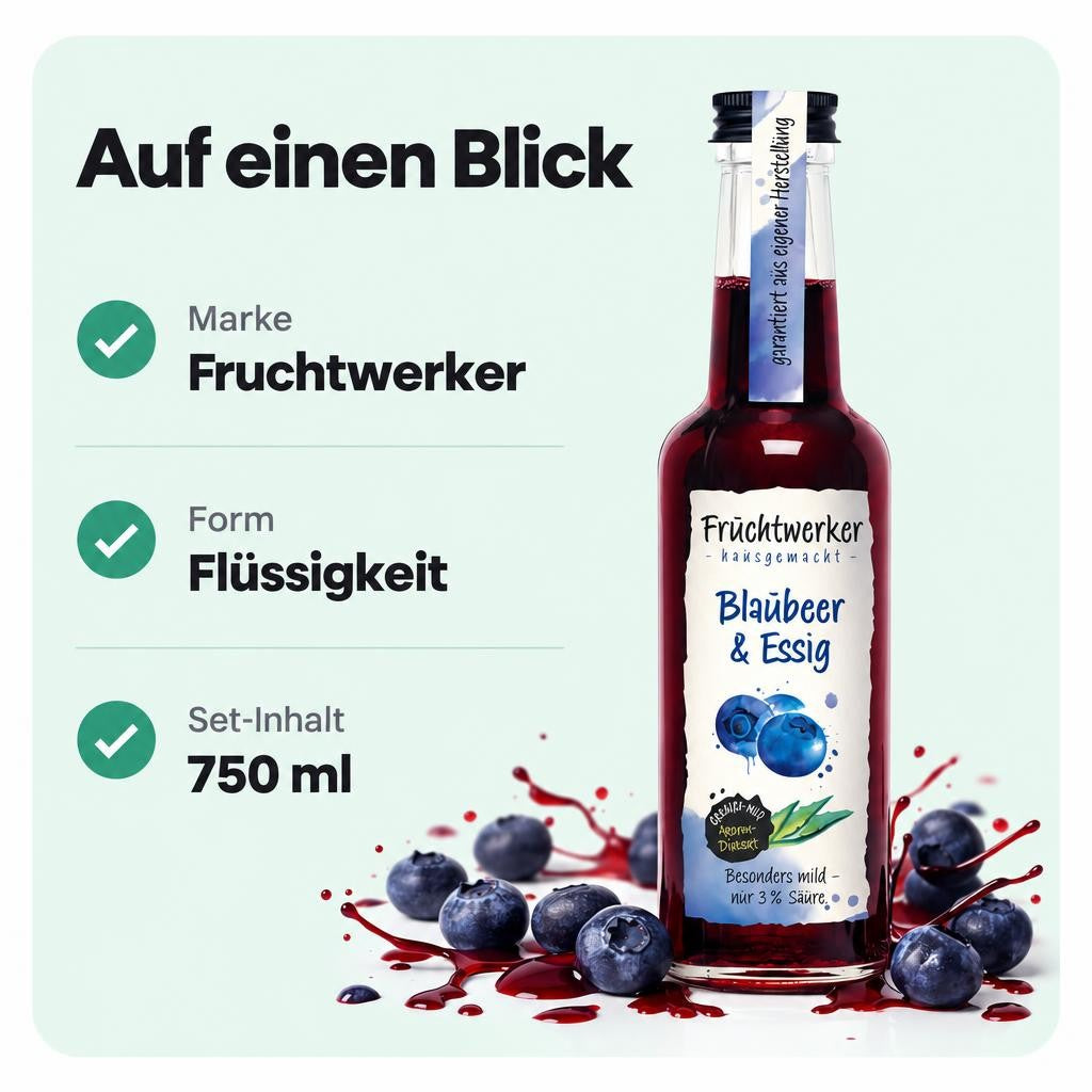 Fruchtwerker Essig und Frucht Set - Blaubeere + Johannisbeere + Brombeere 750ml – Bild 3
