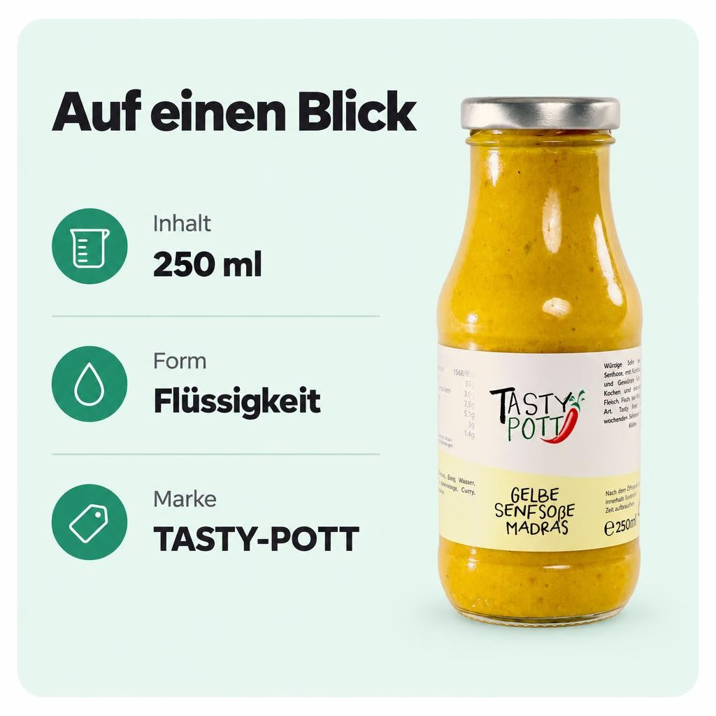 Tasty Pott Gelbe Senfsoße Madras ab 250ml Flasche – Bild 3