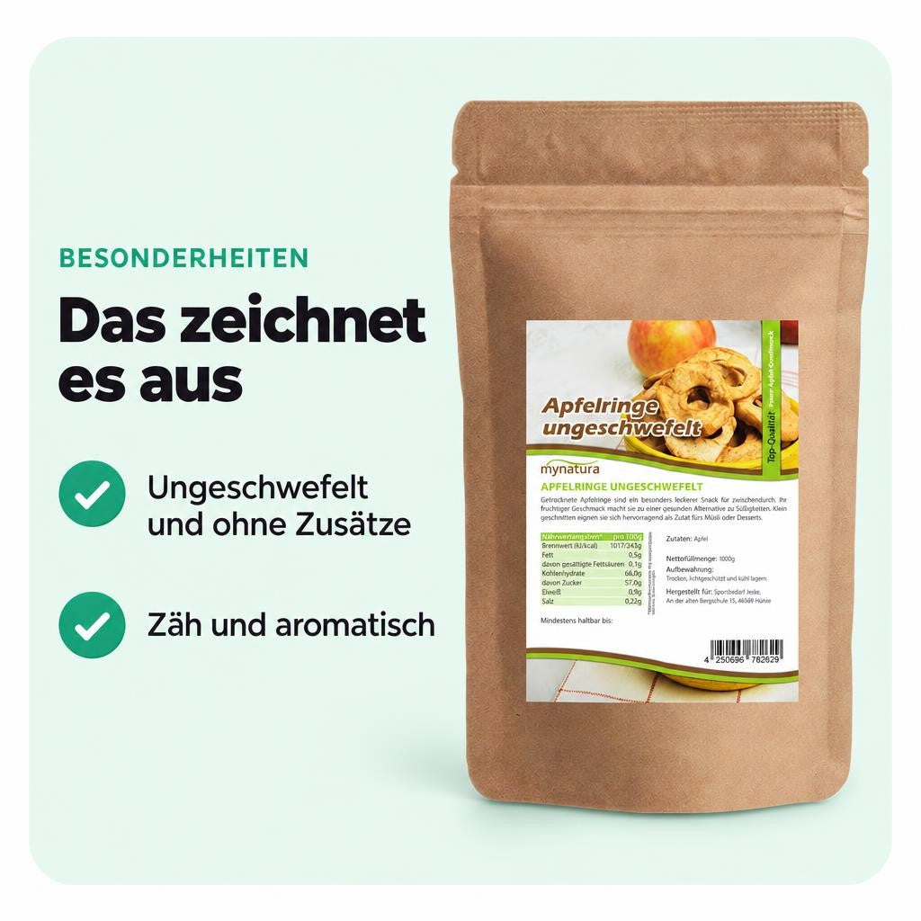 Mynatura getrocknete Apfelringe ungeschwefelt – 1000g – Bild 5