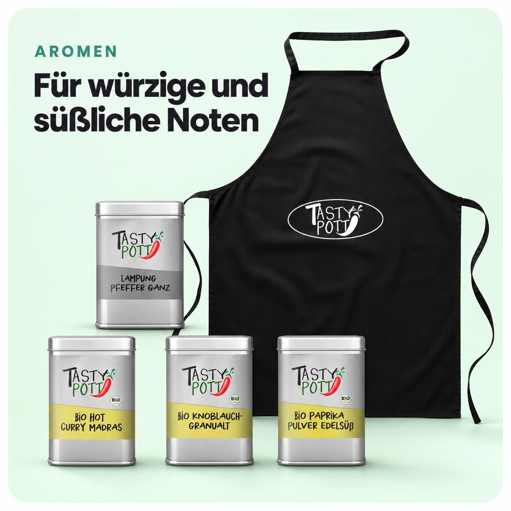 Tasty Pott Gewürzset No. 9 - Basic Gewürze für jede Küche + Schürze – Bild 4