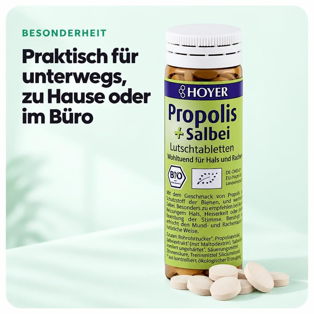 Hoyer Propolis & Salbei Lutschtabletten Bio, 60 Tabs (30g) 1er – Bild 4
