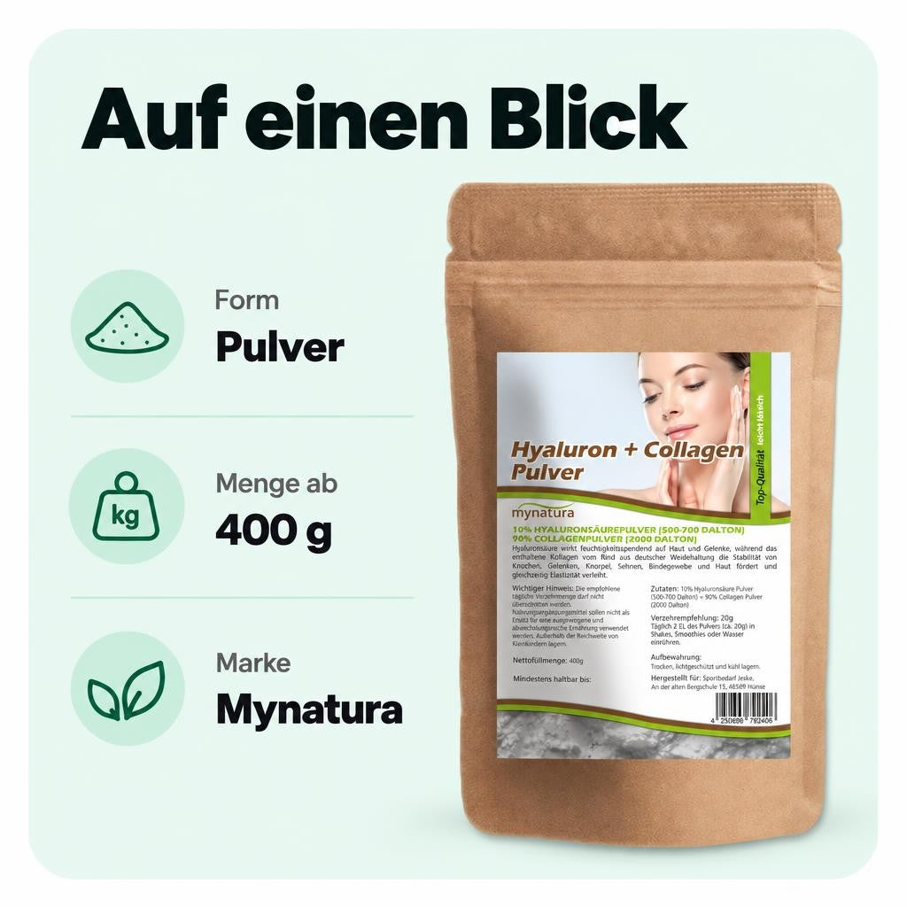 Mynatura Hyaluron + Collagen Pulver Mix - 400g in verschiedenen Größen – Bild 3