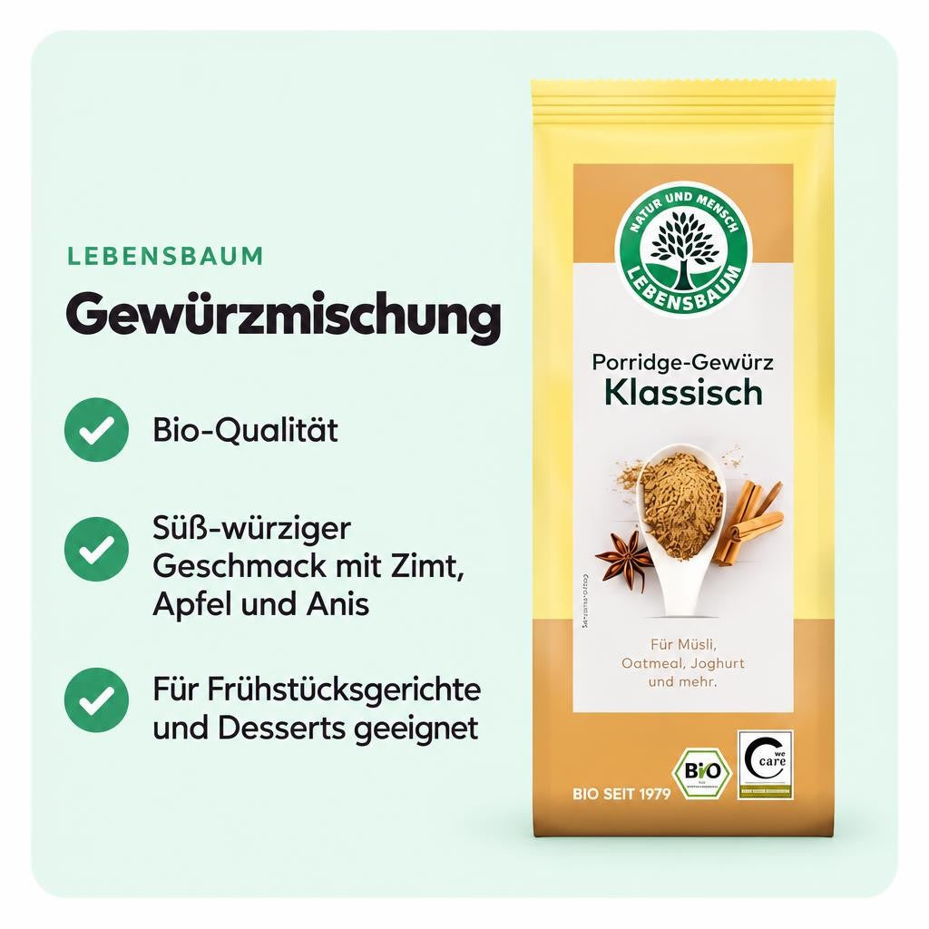 Lebensbaum Bio Klassisches Porridge-Gewürz, 45 g – Bild 2