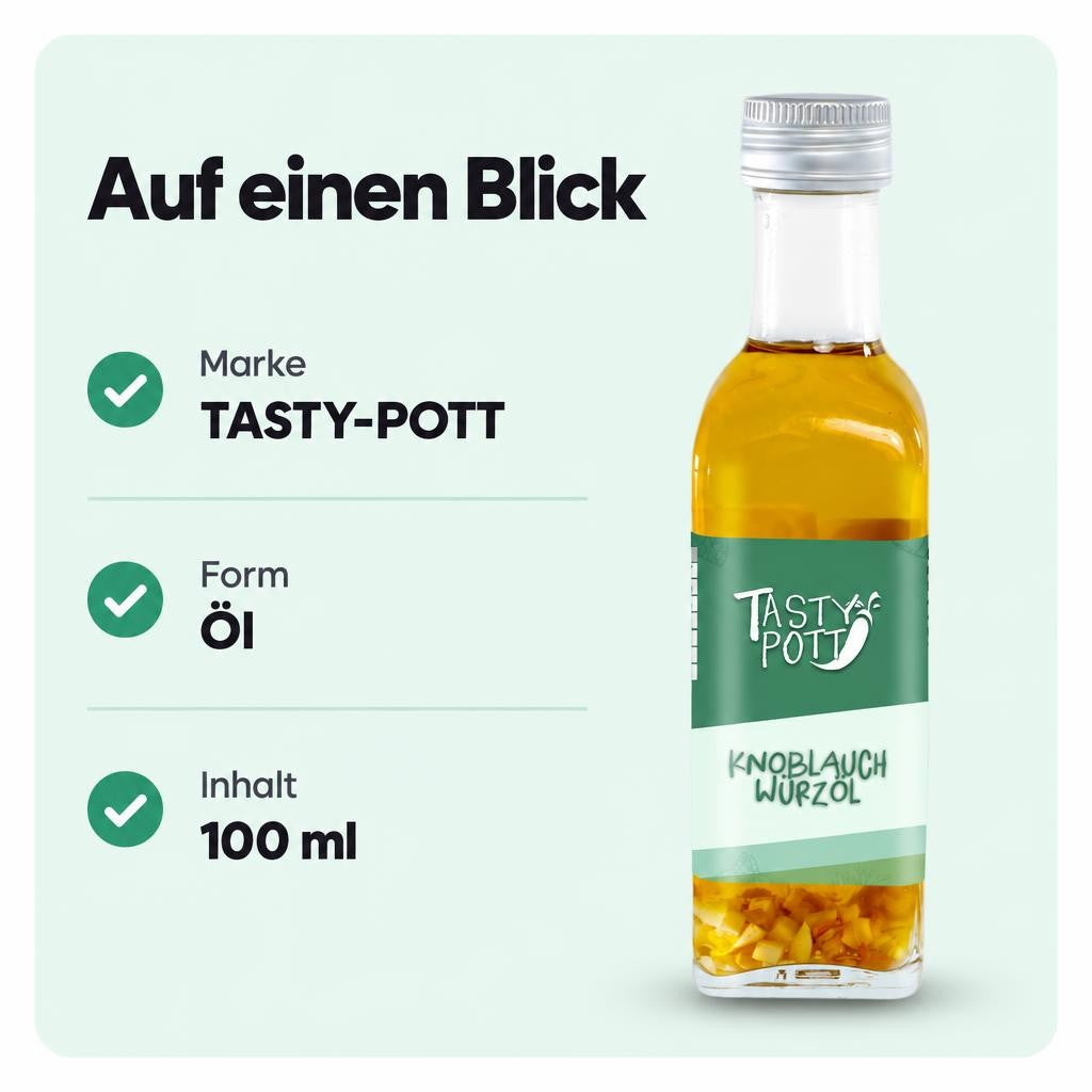 Tasty Pott Knoblauch Würzöl - 100ml Flasche – Bild 3