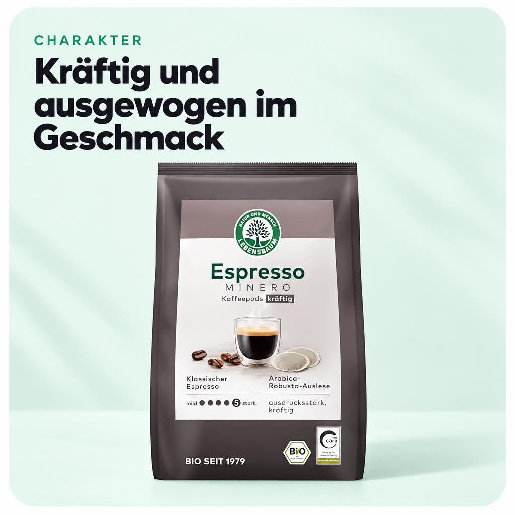 Lebensbaum Espresso Minero Pads, Bio-Kaffee aus Arabica-Robusta-Bohnen 126 g – Bild 4