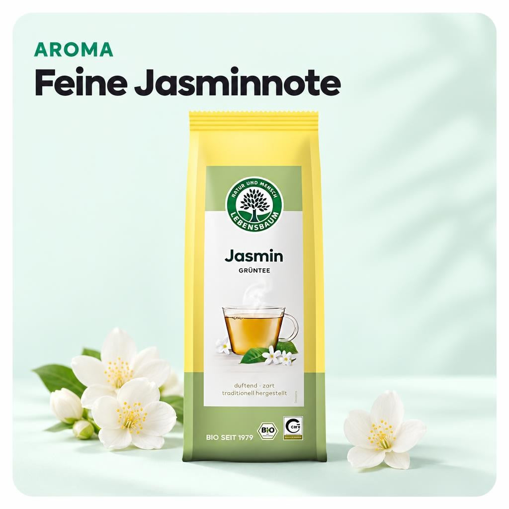 LEBENSBAUM Grüntee Jasmin Blatt Tee, Bio-Grüntee reiner Jasmin-Tee, 75 g – Bild 4
