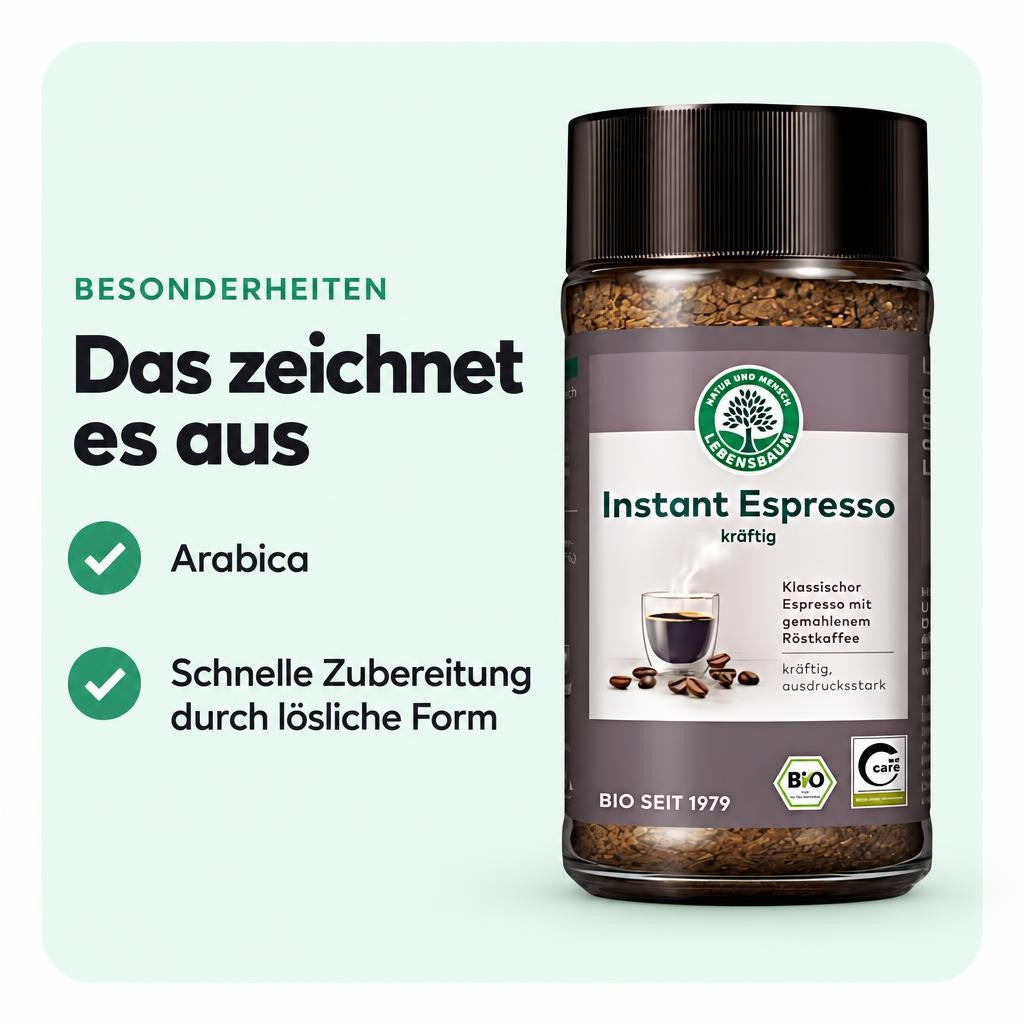 Lebensbaum Instant Espresso, Bio-Kaffee, klassischer Espresso, löslicher Bohnenkaffee - 100g – Bild 5