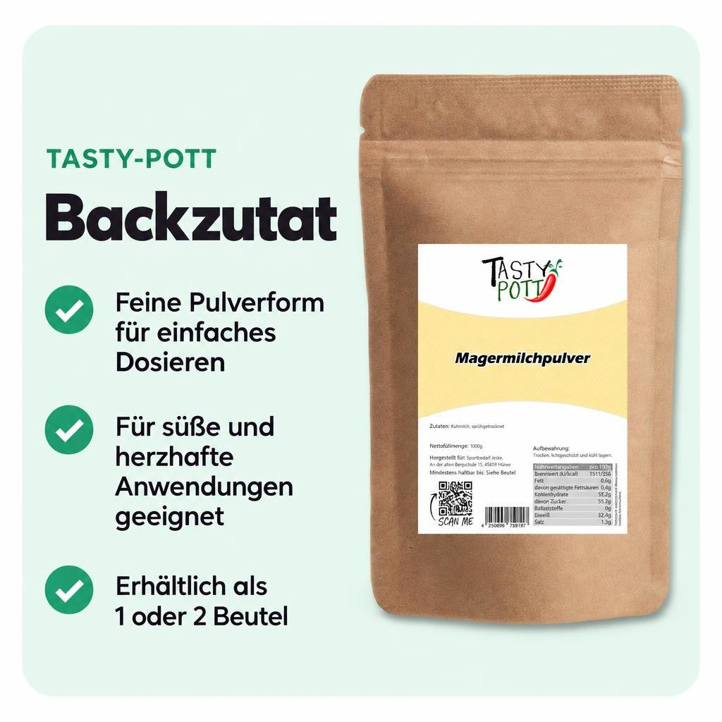 Tasty Pott Magermilchpulver in Top Qualität - im Beutel – Bild 2