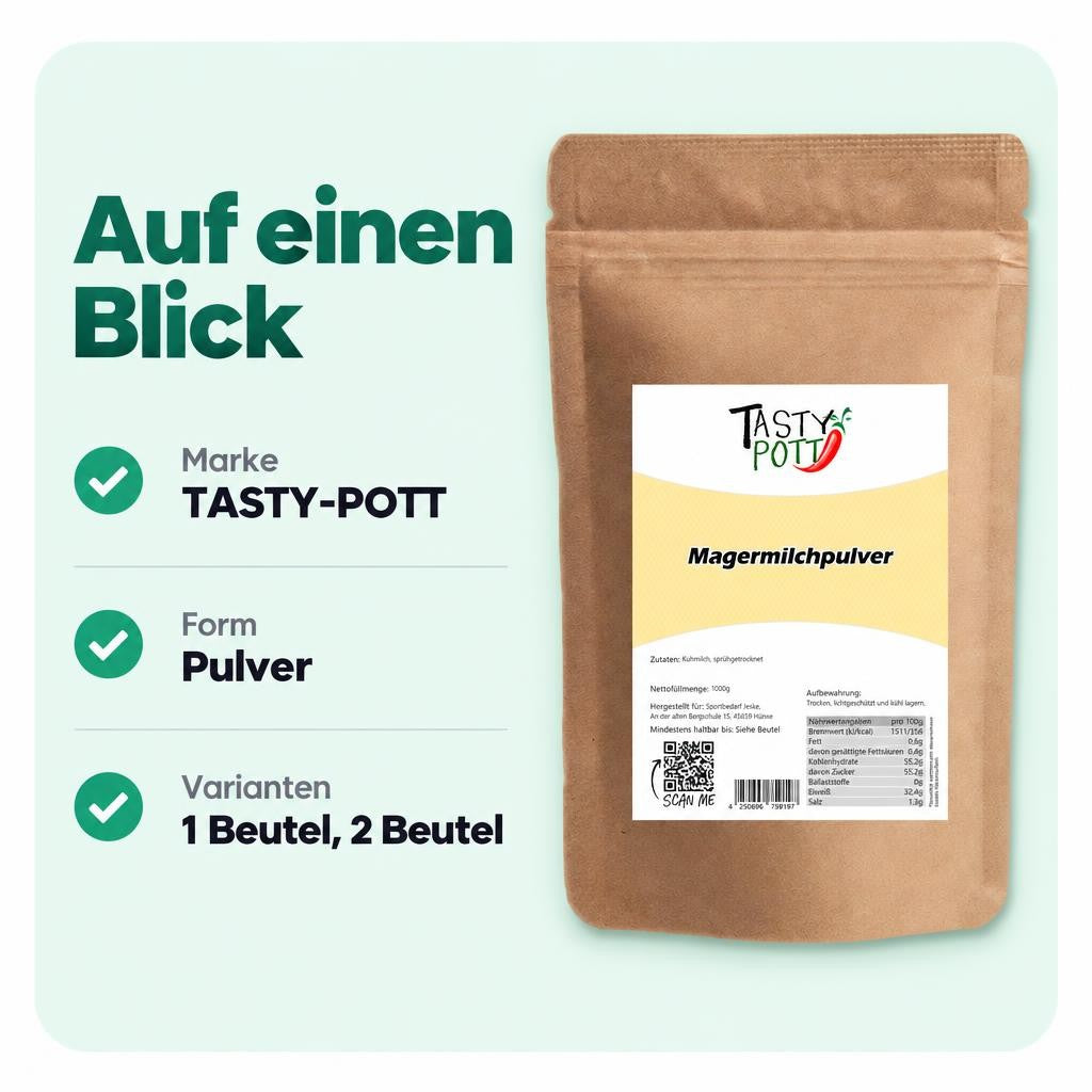 Tasty Pott Magermilchpulver in Top Qualität - im Beutel – Bild 3