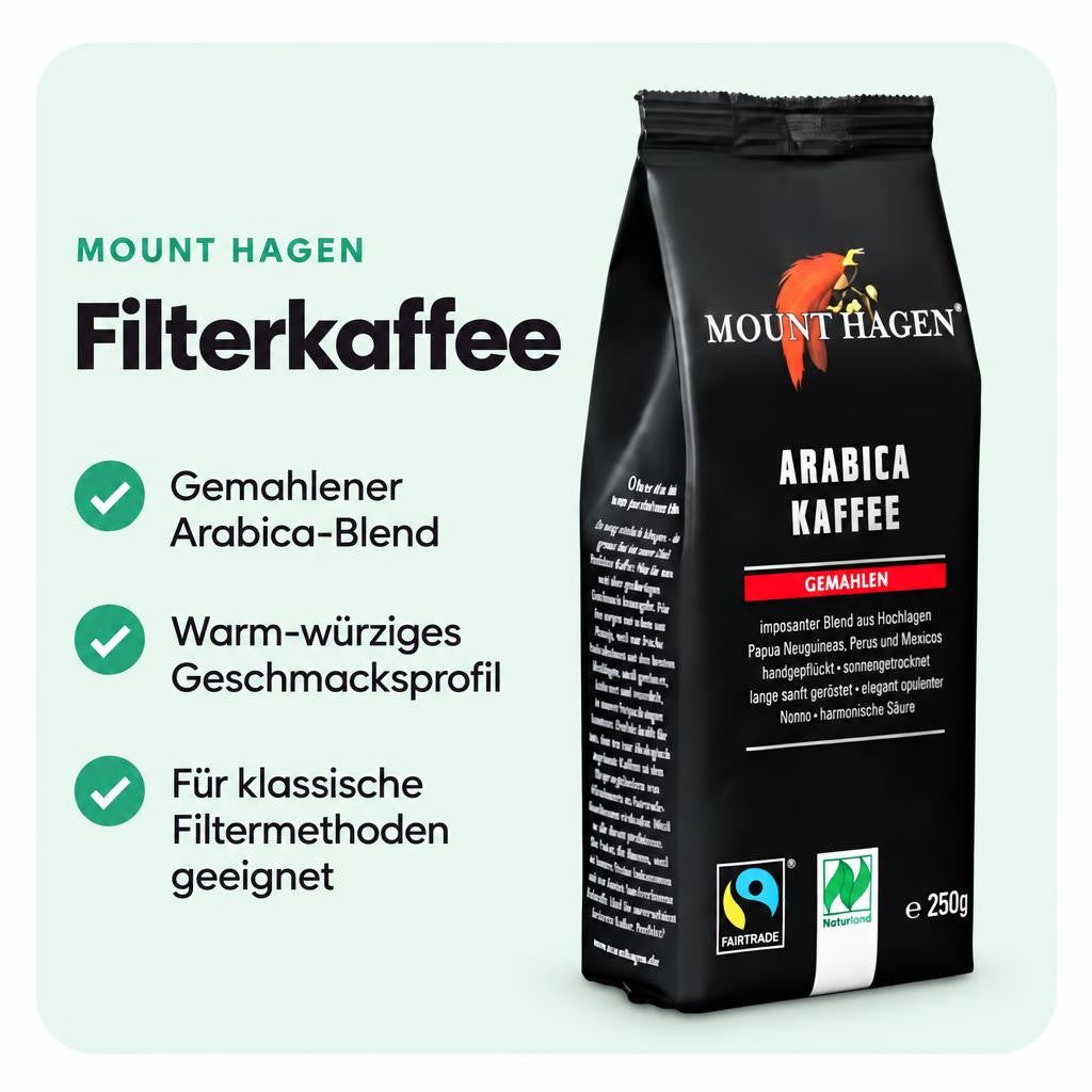 Mount Hagen bio & fair Arabica Kaffee gemahlen, 250g – Bild 2