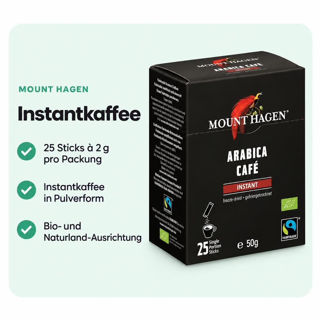 Mount Hagen Bio FT Naturland Instant Kaffee Sticks, 25x2g – Bild 2