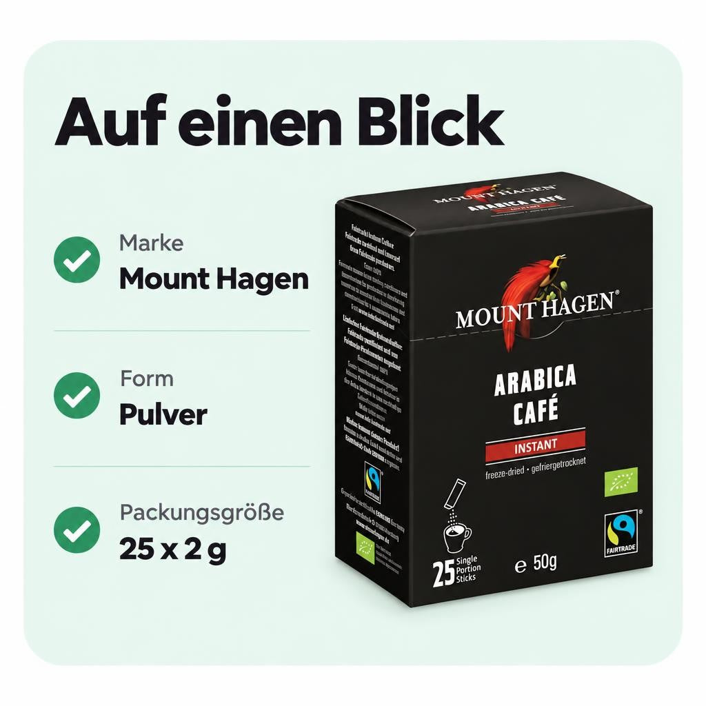 Mount Hagen Bio FT Naturland Instant Kaffee Sticks, 25x2g – Bild 3