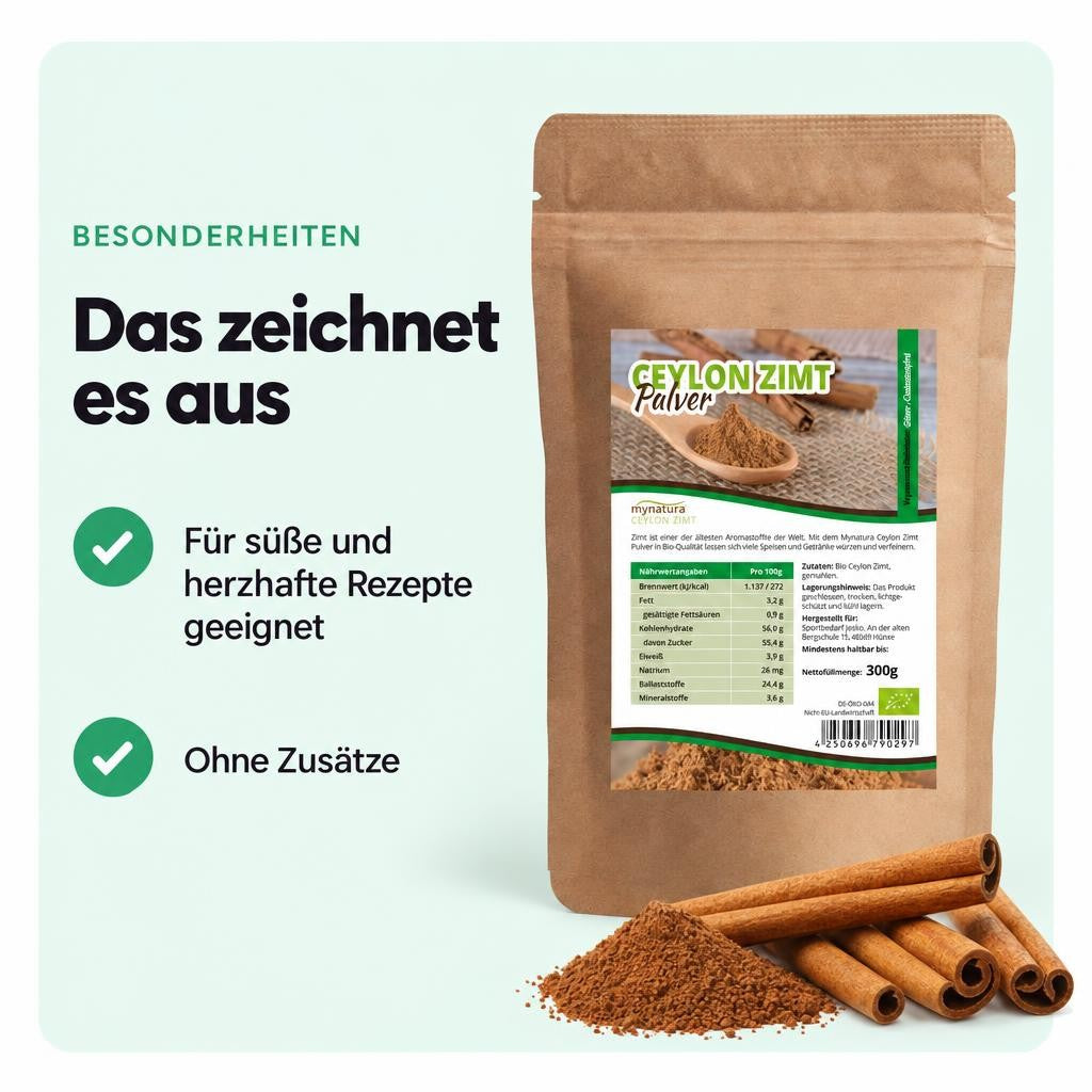 Mynatura Bio Ceylon Zimt Pulver – 300g – Bild 5