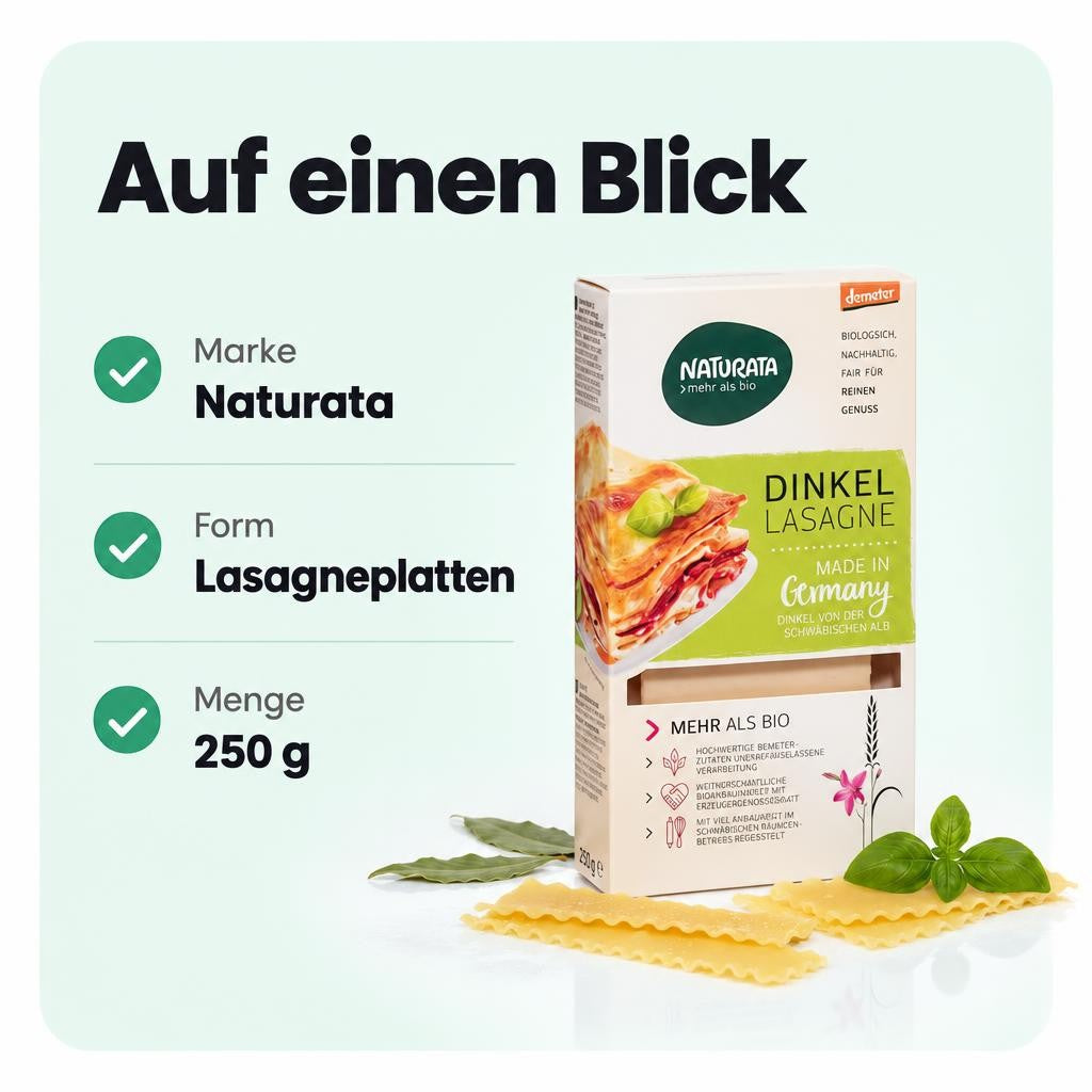 Naturata Bio Dinkel Lasagne Platten HELL - 250g – Bild 3
