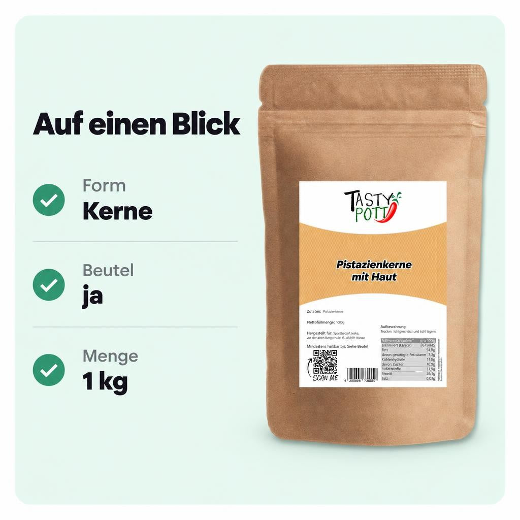 Tasty Pott Pistazienkerne, mit Haut - ohne Schale - im Beutel – Bild 3