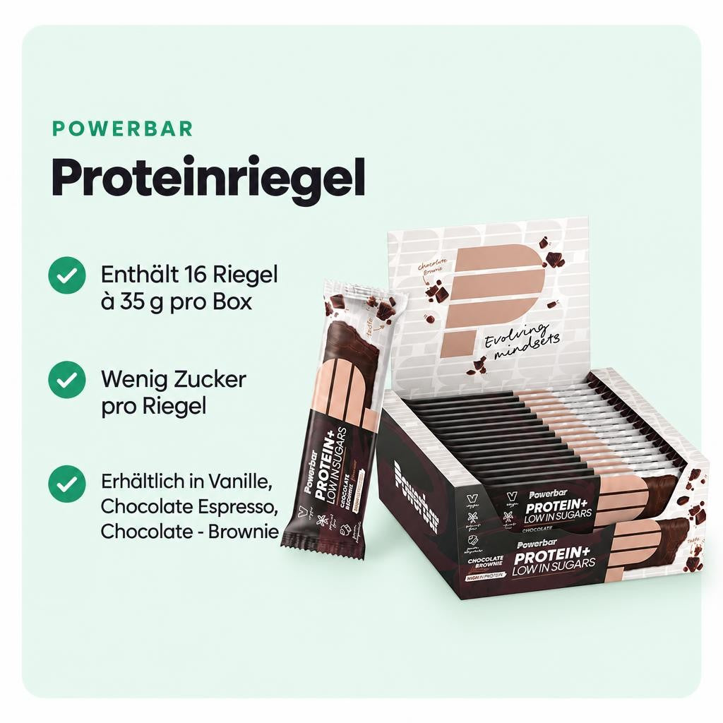 Proteinriegel mit wenig Zucker in drei Sorten für Sport und Alltag.