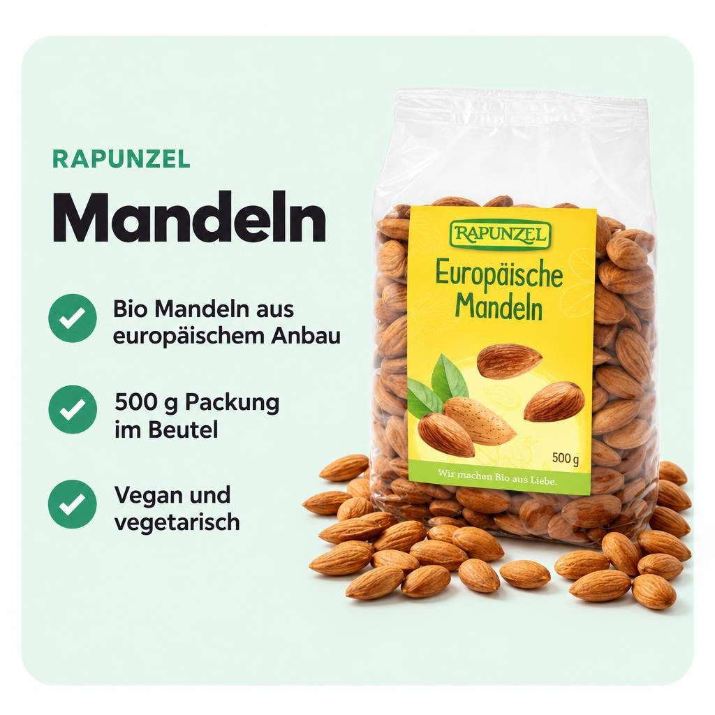 Bio Mandeln aus Europa – vielseitig für Kochen, Backen und als Snack.