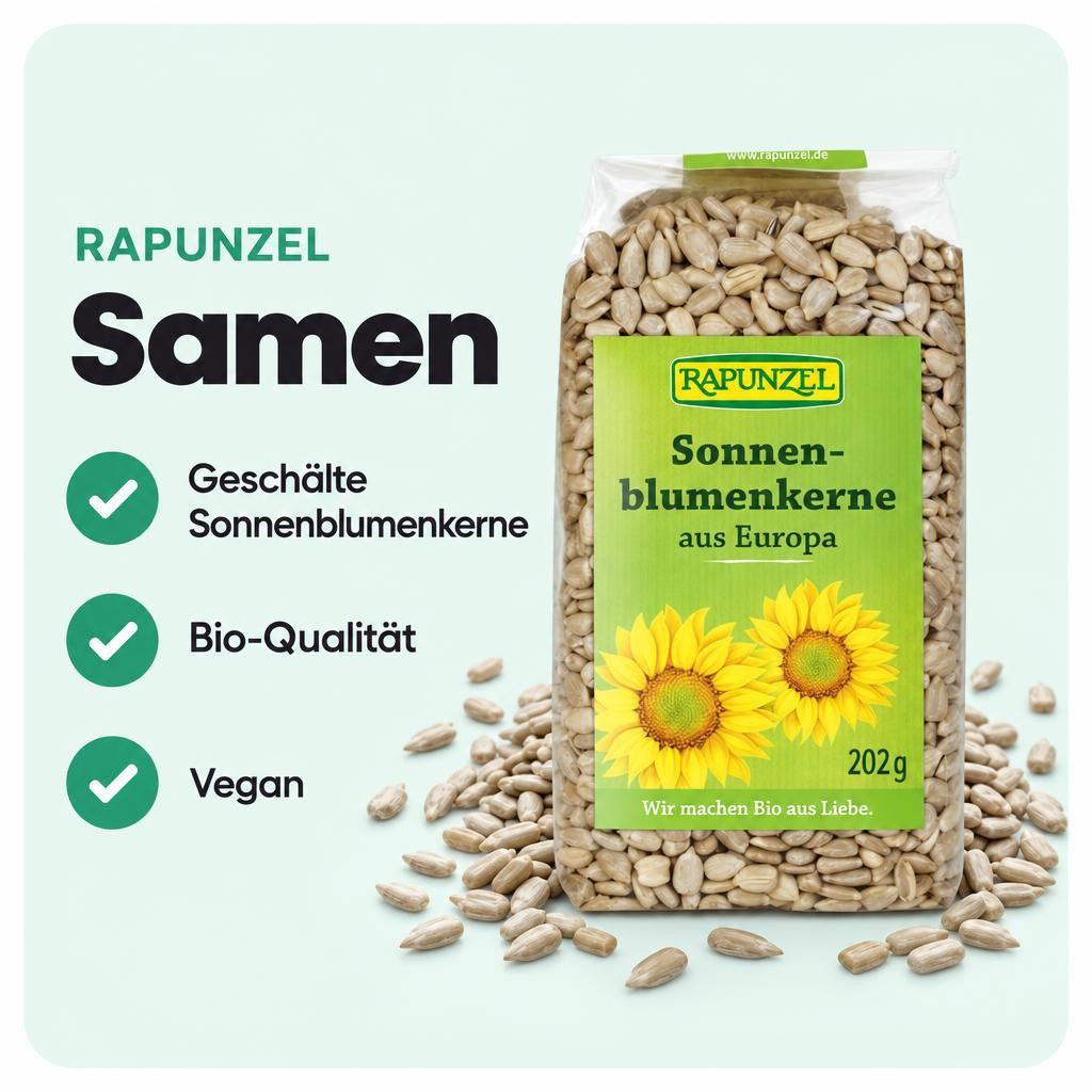 Geschälte Sonnenblumenkerne von Rapunzel im 250 g Beutel.