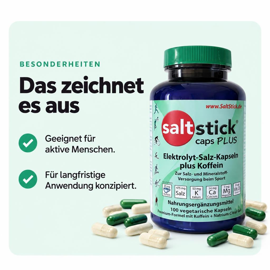 SaltStick Caps Plus - Elektrolyt-Salz Kapseln plus Koffein - 100 Kapseln – Bild 5