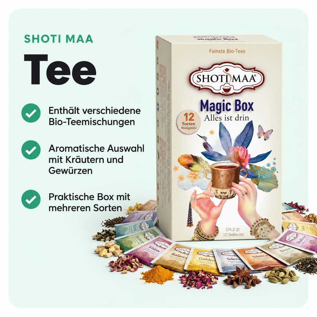 Aromatische Bio-Teemischungen in einer vielseitigen Geschenkbox.