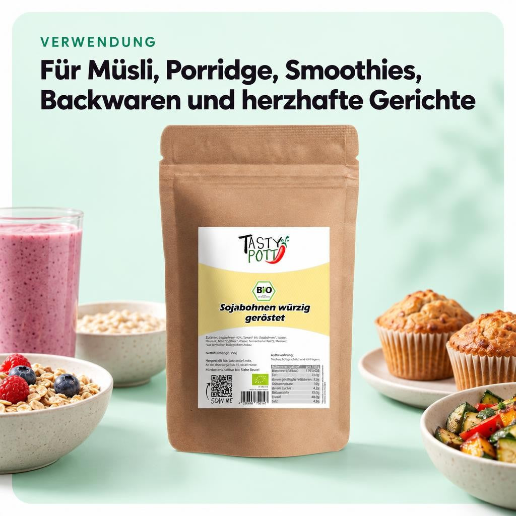 Tasty Pott Bio Sojasnack geröstet und gesalzen - 1kg - im Beutel – Bild 4
