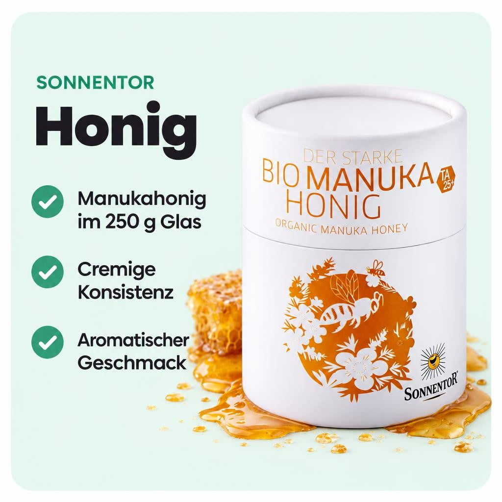 Cremiger Manukahonig mit aromatischer Note von Sonnentor.