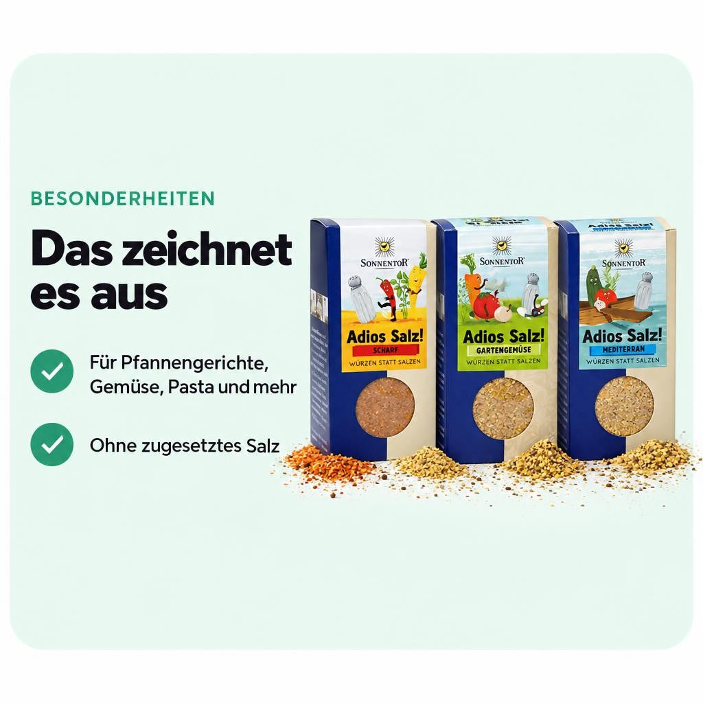 Sonnentor Bio Gewürze 3er Set - Adios Salz: Scharf, Gartengemüse, Mediterran – Bild 5