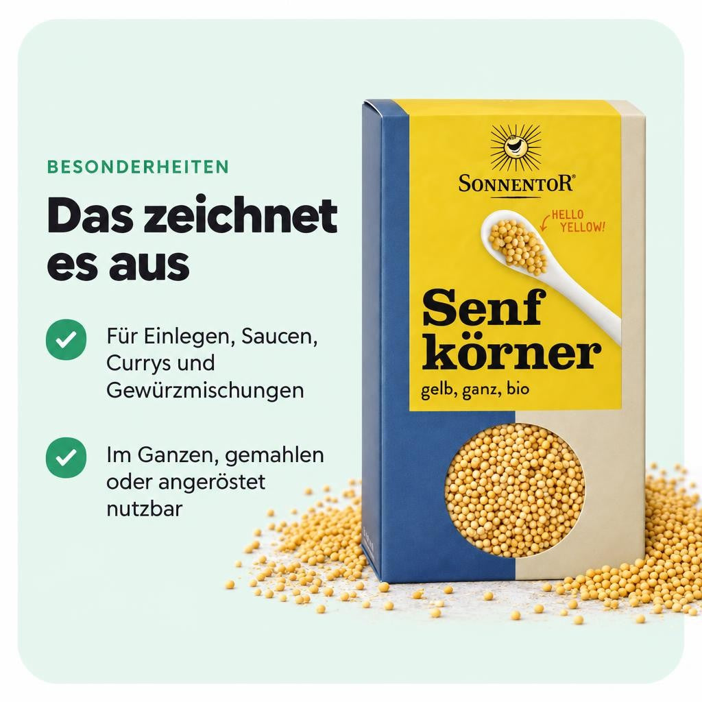 Sonnentor Bio Senfkörner gelb ganz ab 120g – Bild 5