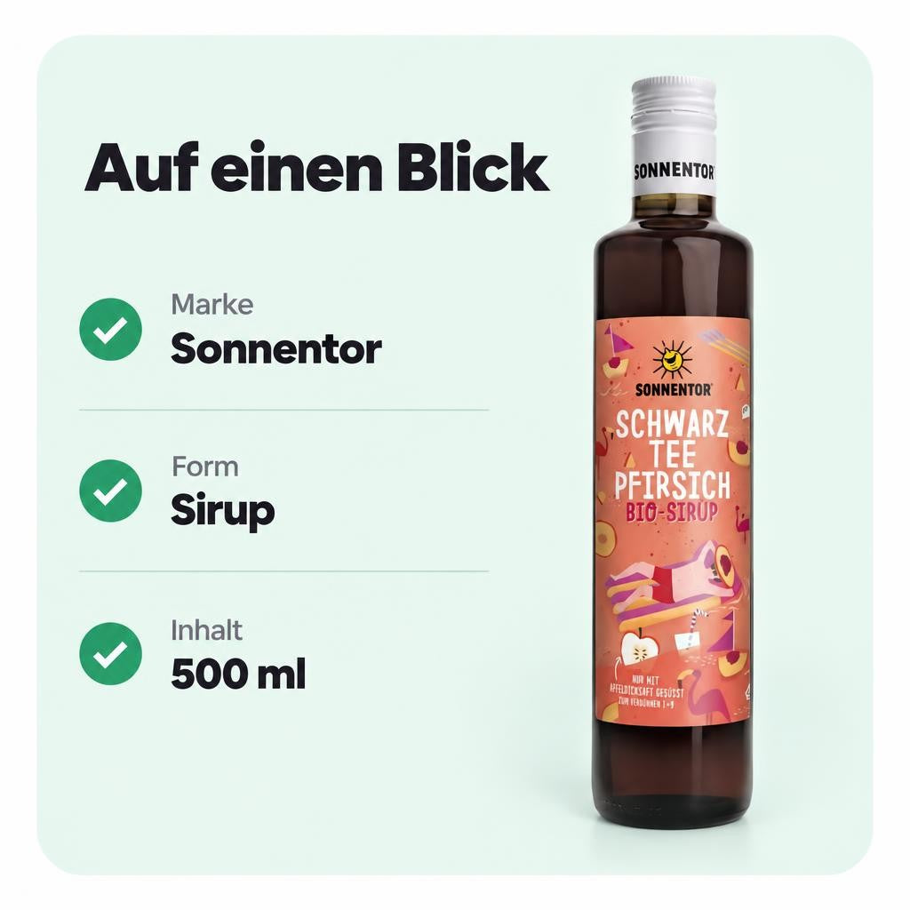 Sonnentor bio Schwarztee-Pfirsich Eistee-Sirup ab 500ml – Bild 3