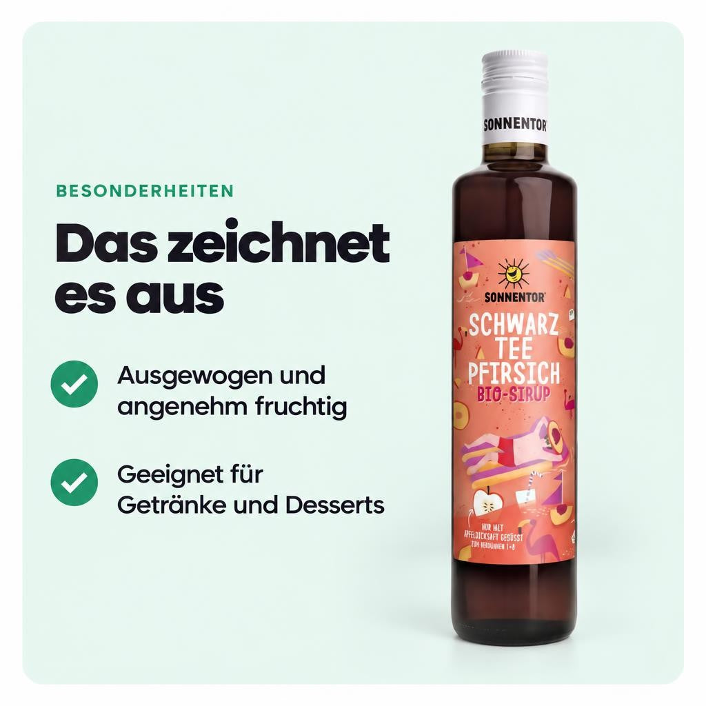 Sonnentor bio Schwarztee-Pfirsich Eistee-Sirup ab 500ml – Bild 5