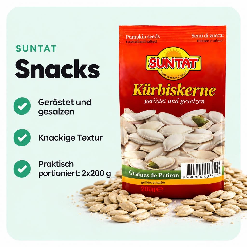 SUNTAT Kürbiskerne geröstet und gesalzen (2x200g) – Bild 2