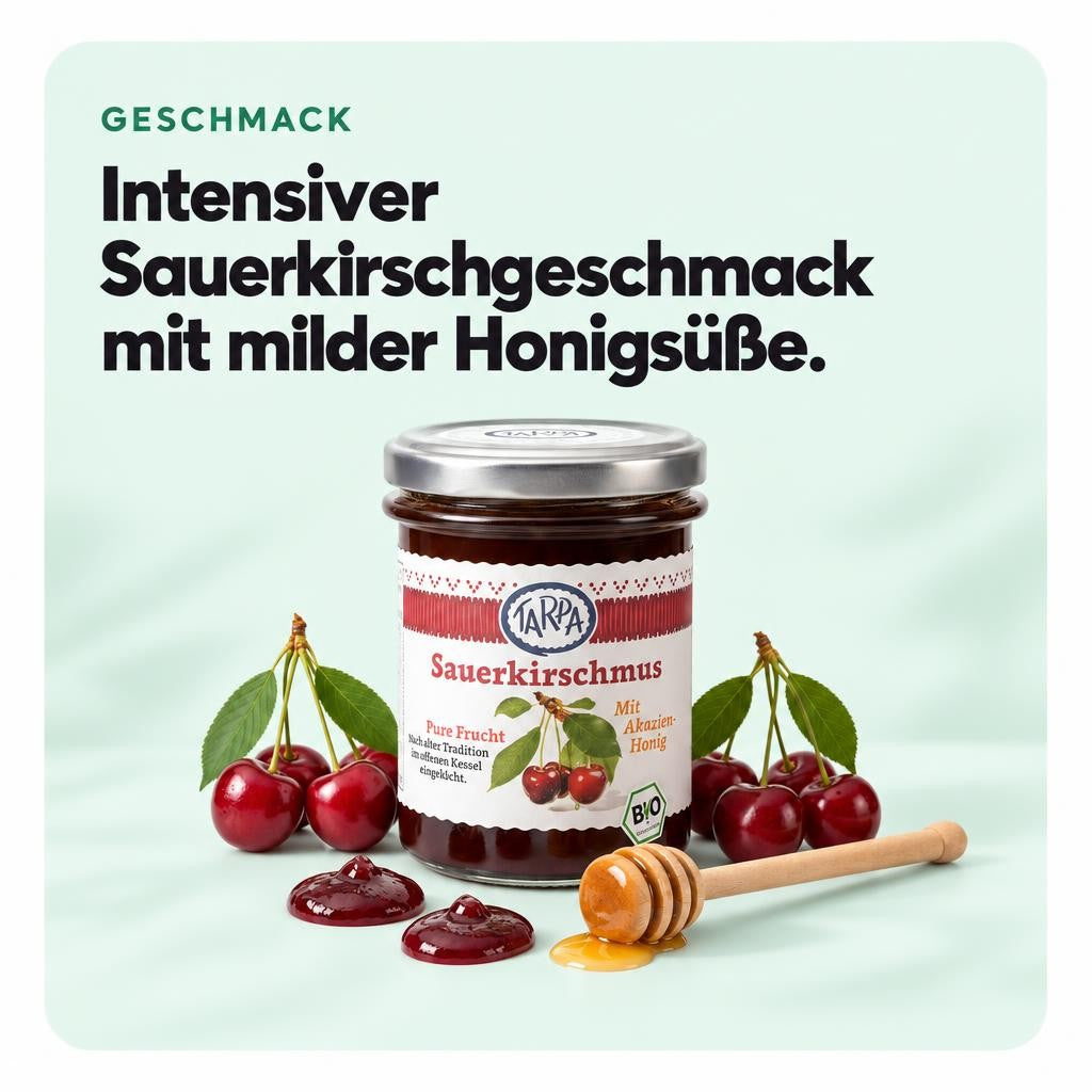 Tarpa Bio Sauerkirschmus mit Akazienhonig 220g – Bild 4