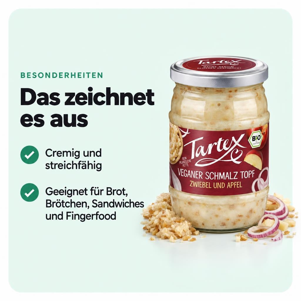 Tartex Bio Freiburger Schmalz-Töpfle mit Zwiebeln und Äpfeln (1 x 250 gr) – Bild 5