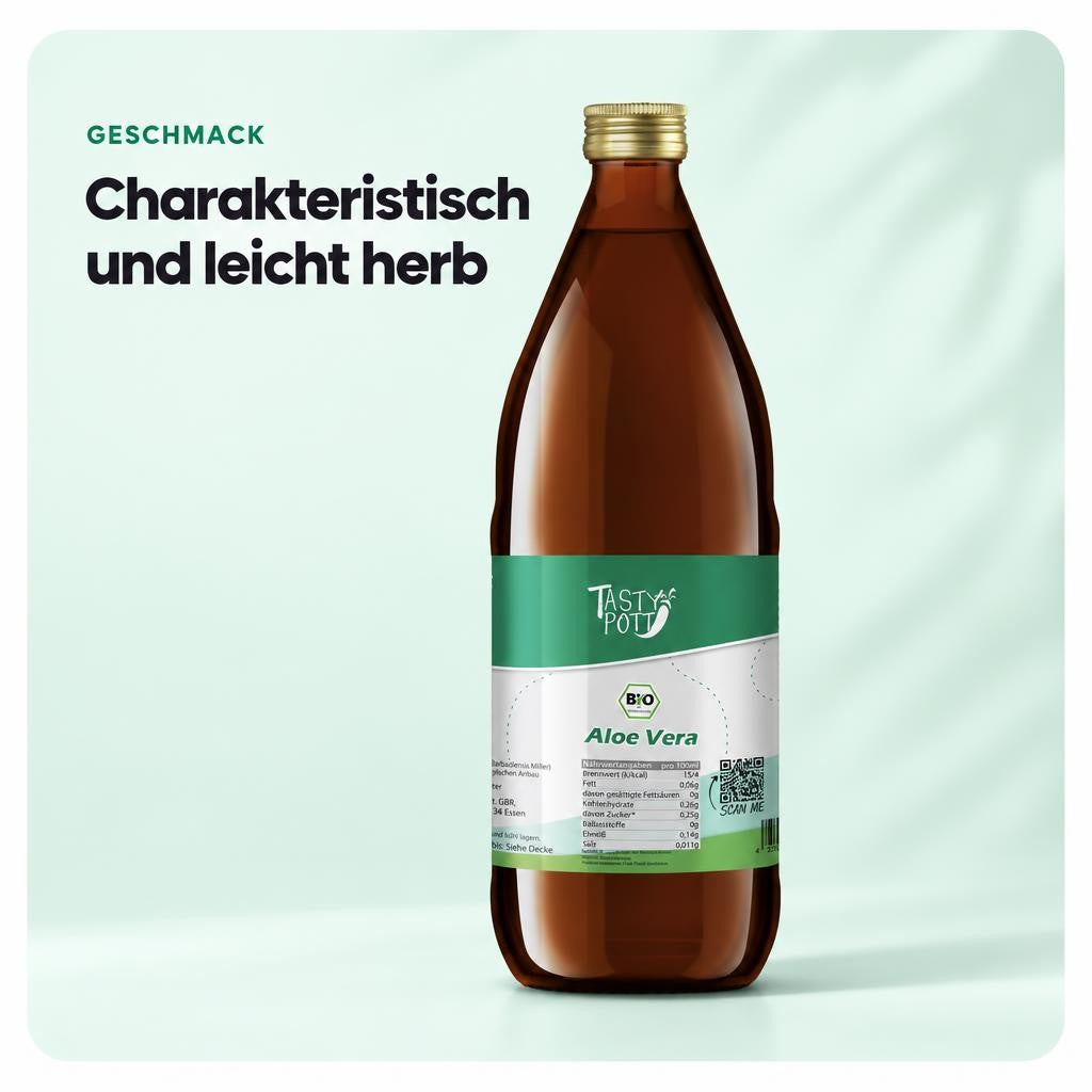Tasty Pott Bio Aloe Vera Direktsaft 1L Flasche – Bild 4