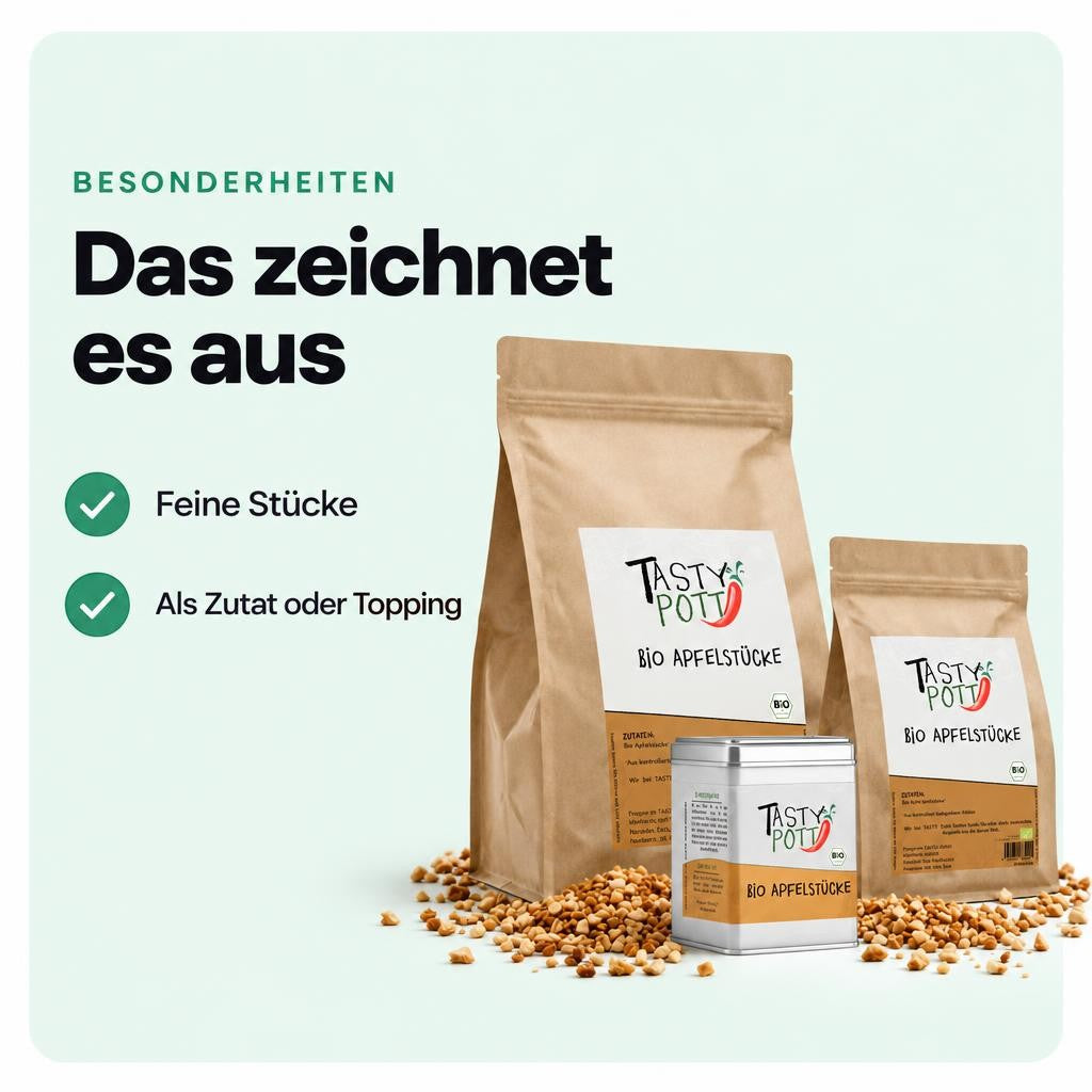 Tasty Pott Bio feine Apfelstücke - verschiedene Größen im Beutel – Bild 5
