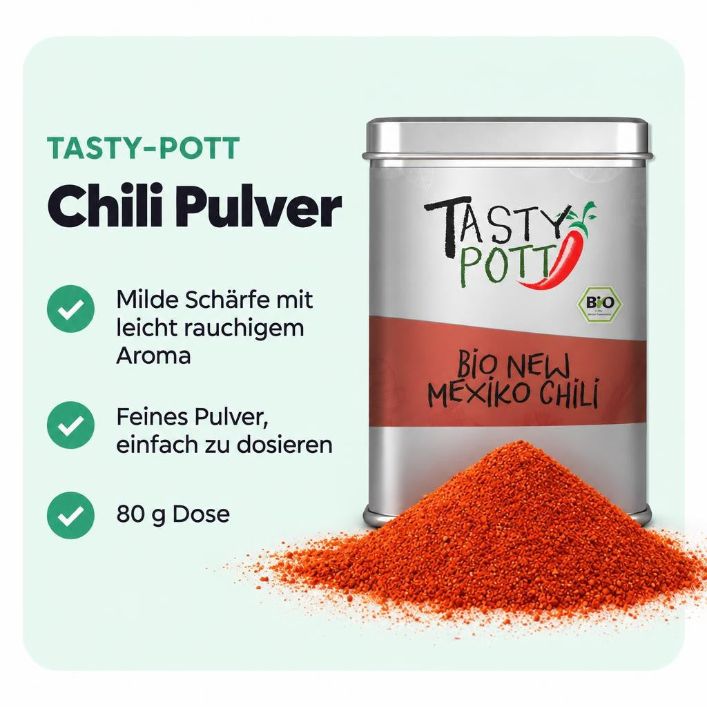 Tasty Pott Bio New Mexiko Chili Pulver - 80g Dose – Bild 2