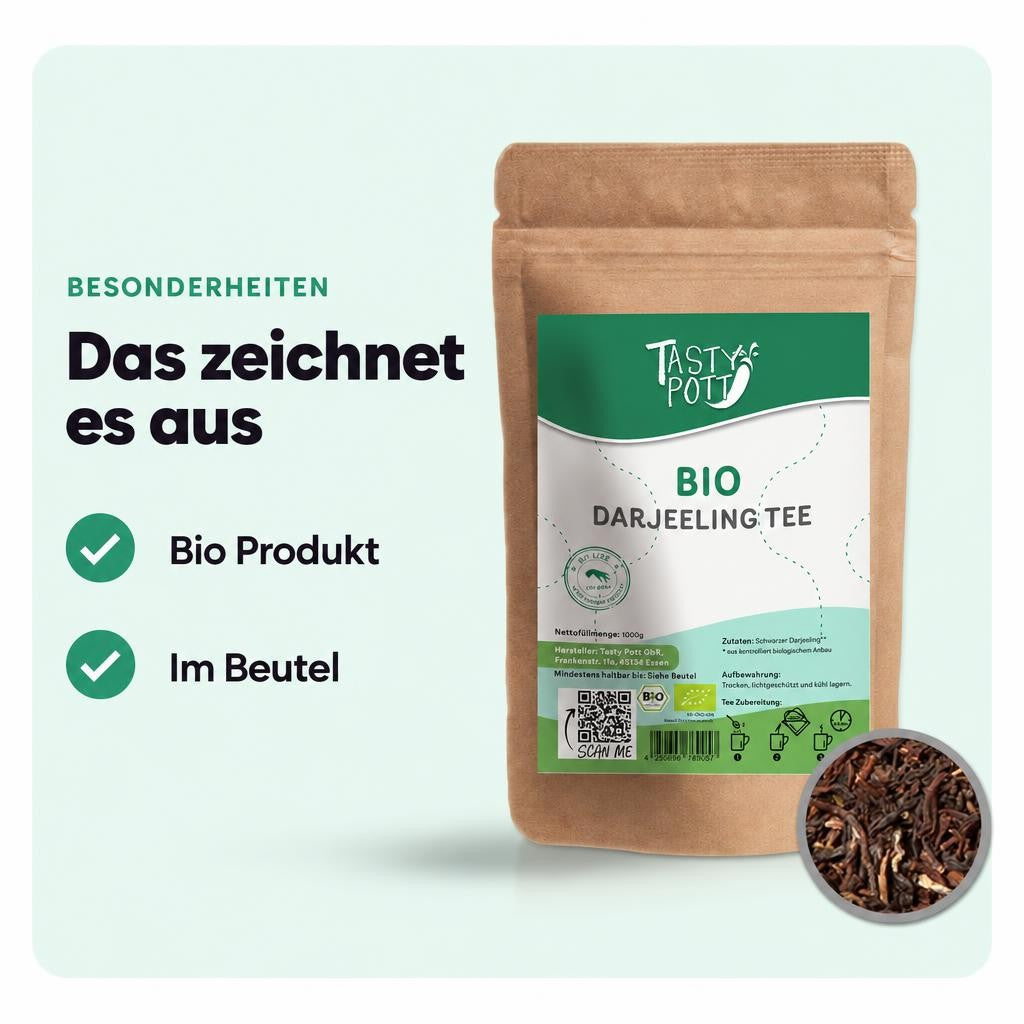 Tasty Pott Bio Schwarzer Darjeeling Tee - im Beutel – Bild 5