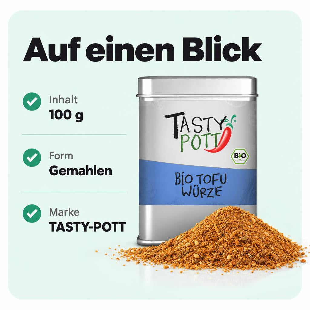 Aromatische Bio-Gewürzmischung für Tofu und pflanzliche Gerichte.