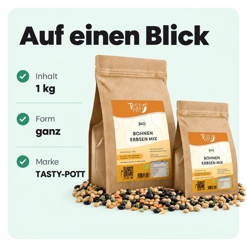 Tasty Pott Bohnen-Erbsen Mix, geröstet und gesalzen - im Beutel – Bild 3