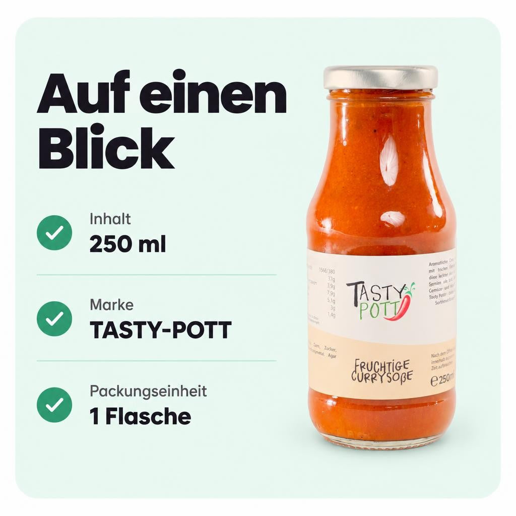 Tasty Pott Fruchtige Currysoße 250ml Flasche – Bild 3