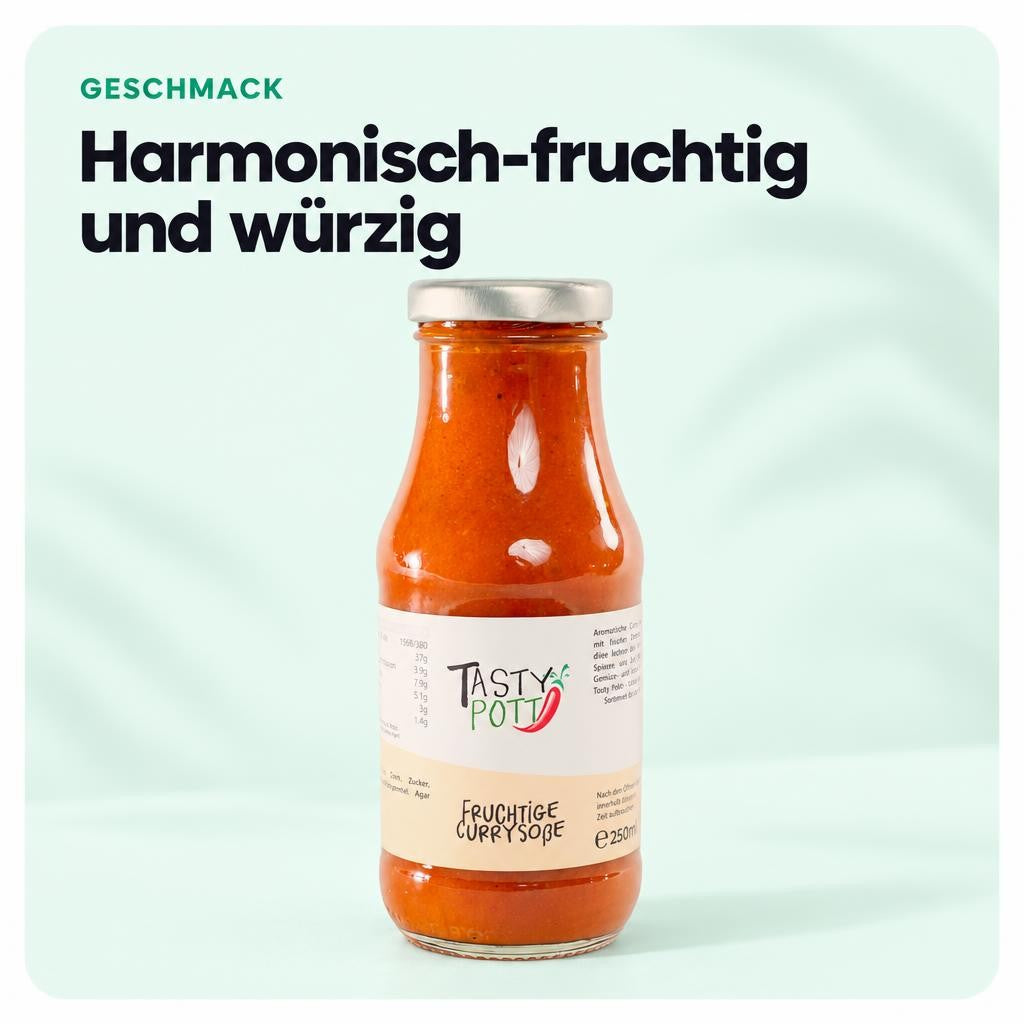 Tasty Pott Fruchtige Currysoße 250ml Flasche – Bild 4