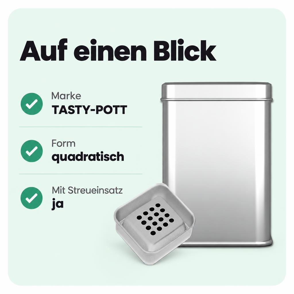 Tasty Pott Premium Dose inkl. Streueinsatz - quadratisch – Bild 3